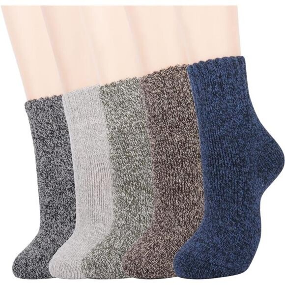 Wool Socks for Women, 5 Pairs of Warm Winter Cozy Thermal Thick Socks Gifts - Picture 2 of 8
